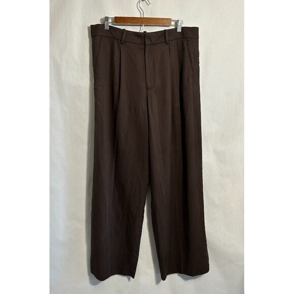 Madewell Slouchy Straight Trouser Pants 12 Brown Drapey Twill Straight Loose Leg - Picture 2 of 8